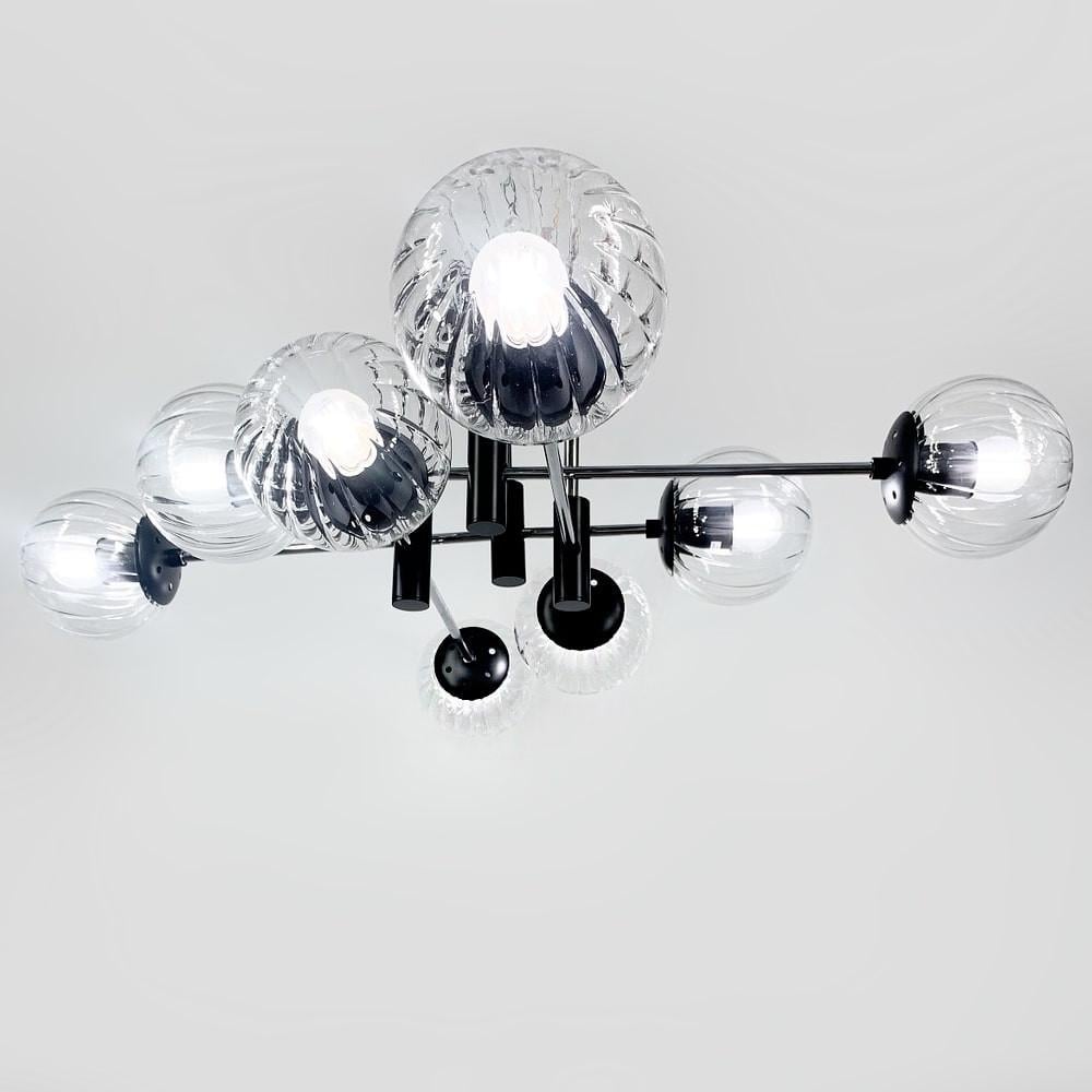 Люстра стельова на 8 прозорих плафонів Ø 85 см Хром (51797/8 CH+BK+CL) - фото 3