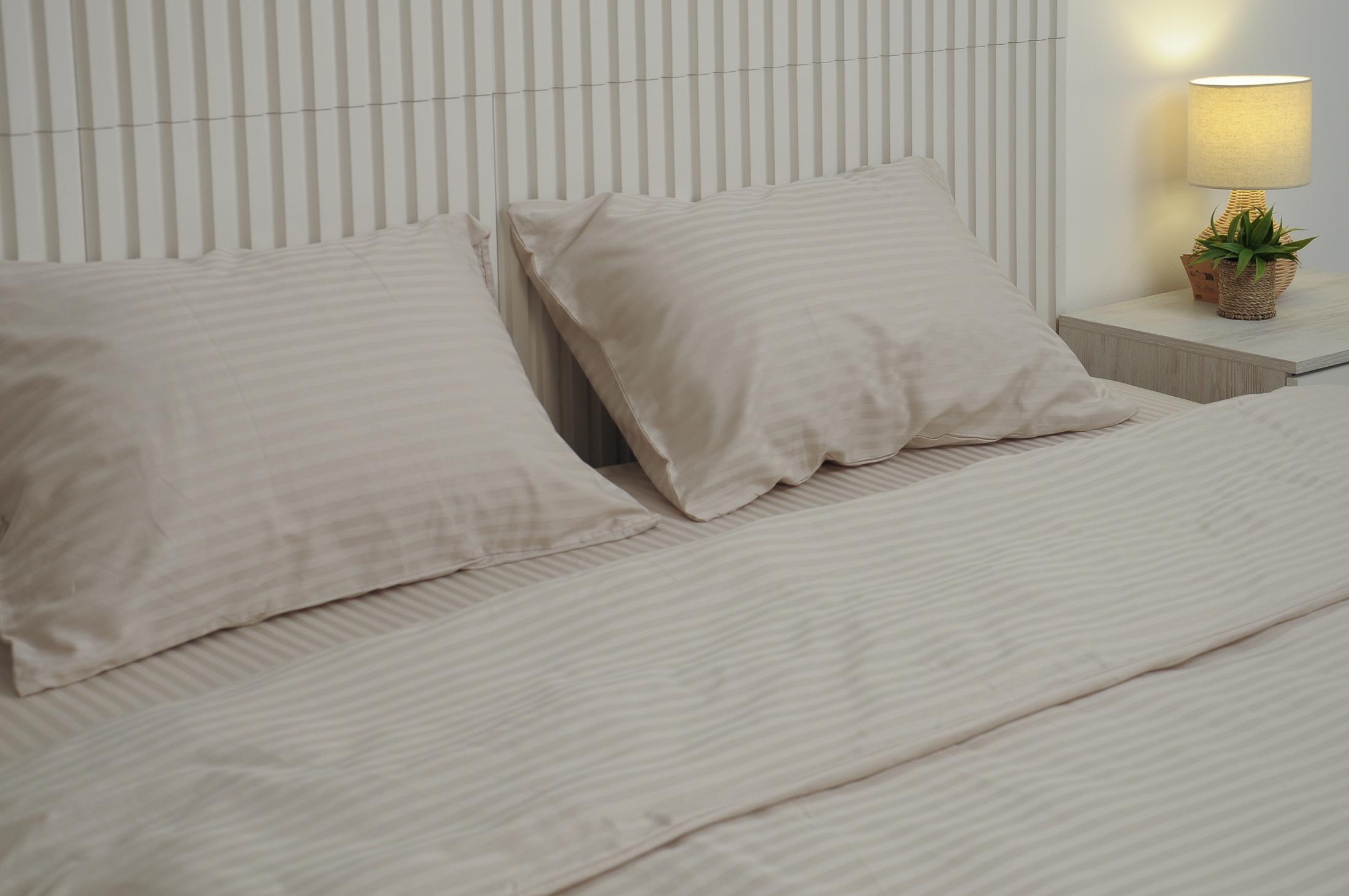 Комплект постельного белья двуспальный Amore 0000L страйп-сатин Кремовый (KPB-A2-ST240Lux-0000L-Cream50x70_) - фото 2 Комплект постельного белья двуспальный Amore 0000L страйп-сатин Кремовый (KPB-A2-ST240Lux-0000L-Cream50x70_) - фото 2