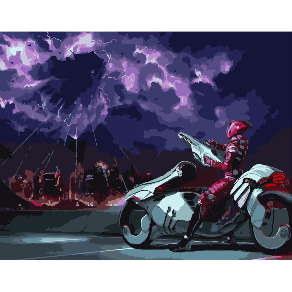 Картина по номерам Strateg Премиум Воинственный байкер 40х50 см (GS392)