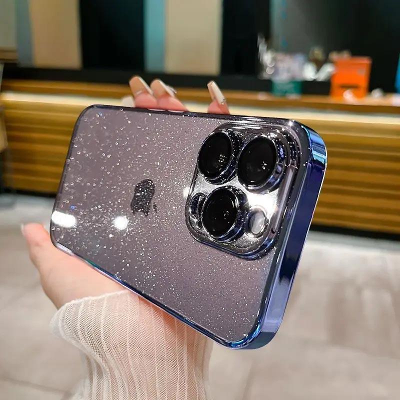 Противоударный чехол TPU+PC Glittershine для Apple iPhone 13 Pro (6.1") Dark Blue - фото 4