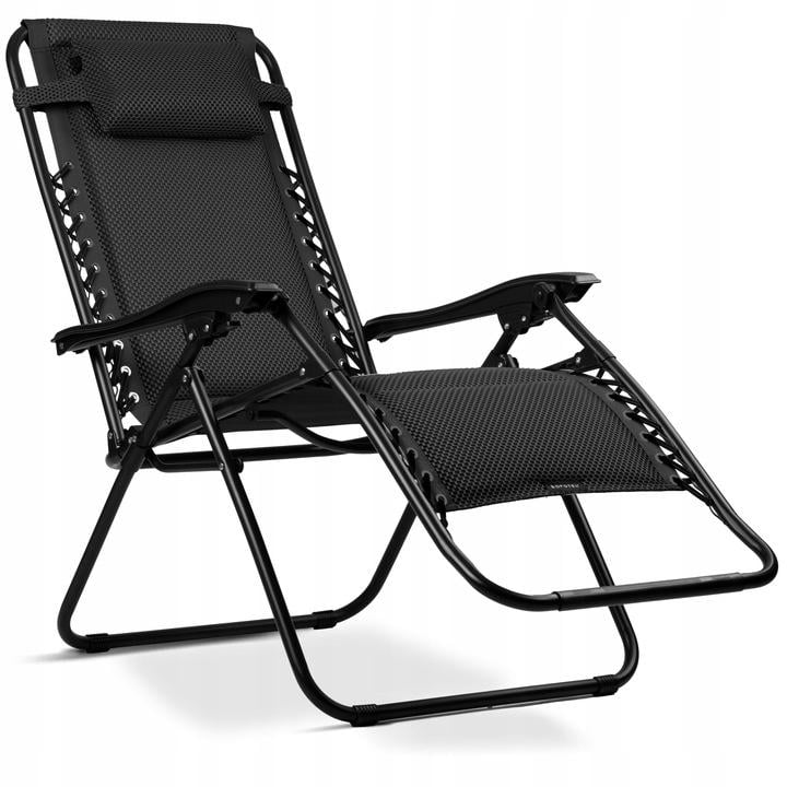 Крісло-шезлонг розкладне ChillWell Soft з 3D-піни садове/пляжне до 120 кг Чорний (286500)