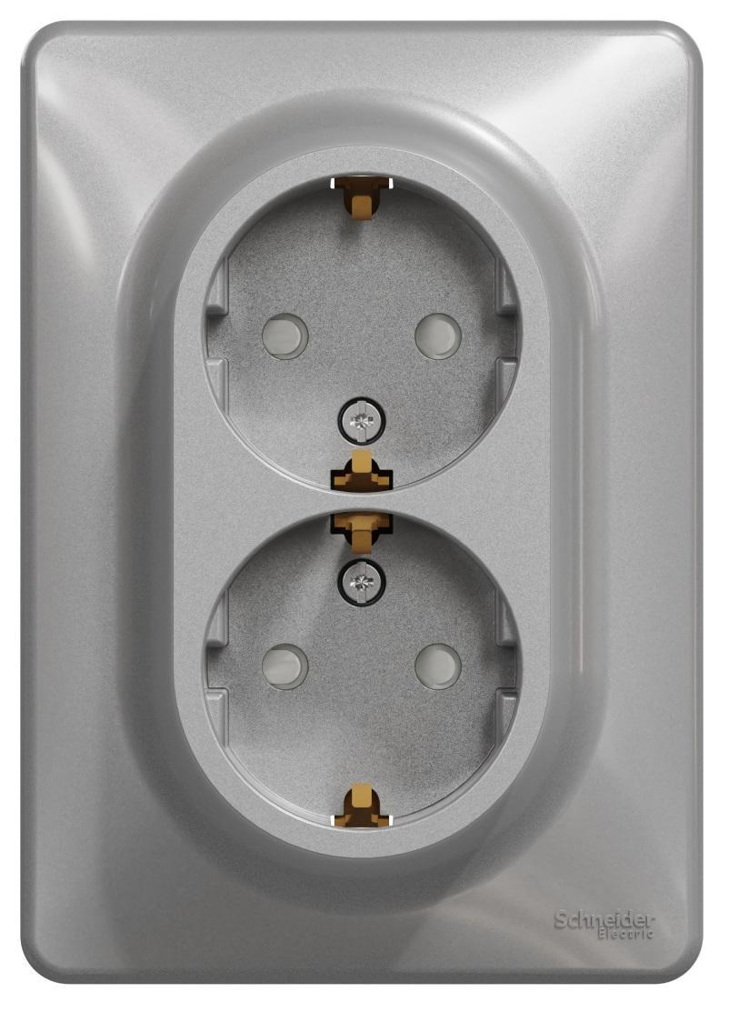 Розетка двухместная с заземлением со шторками Schneider Electric Sedna Design Алюминий (00000023772) Розетка двухместная с заземлением со шторками Schneider Electric Sedna Design Алюминий (00000023772)