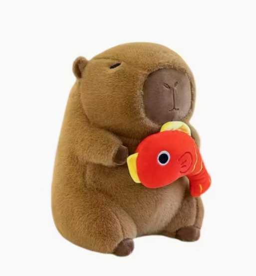 Мягкая игрушка плюшевая детская Капибара с рыбкой 23 см (2790169094)