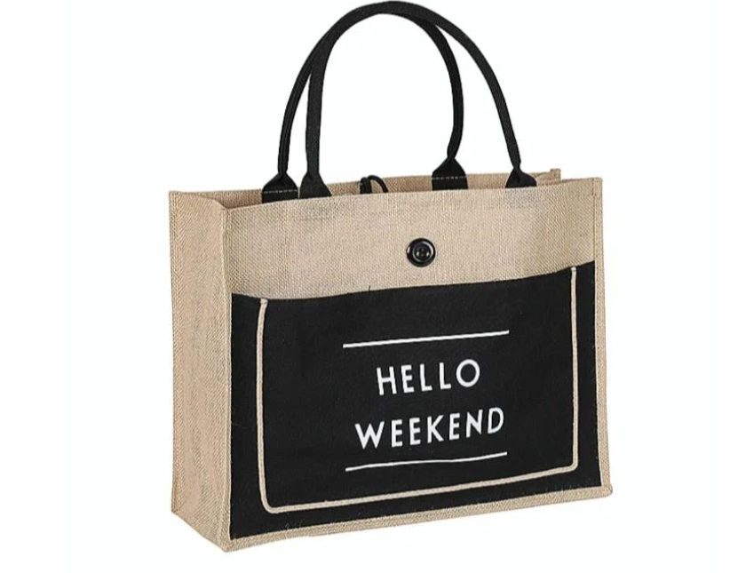 Сумка літня з ручками та принтом Hello weekend Чорний (00167)