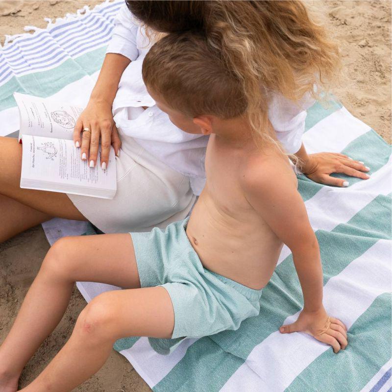 Рушник пештемаль Lovely Svi бавовна XХL 100x180 см Green/Blue Stripes (6032025) - фото 2