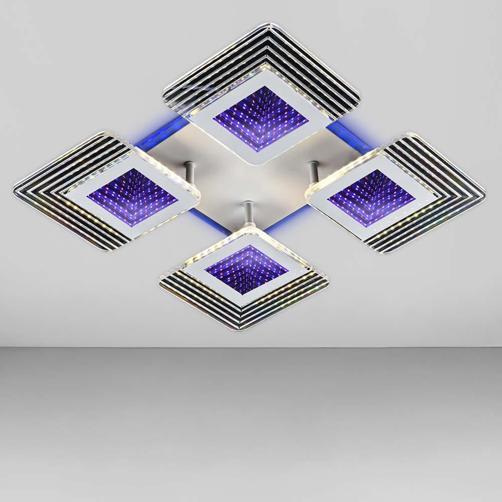 Люстра потолочная светодиодная с RGB подсветкой Light House SC-18515/4C WH/RGB 88W+7W 2.4G 360х360х80 мм Белый