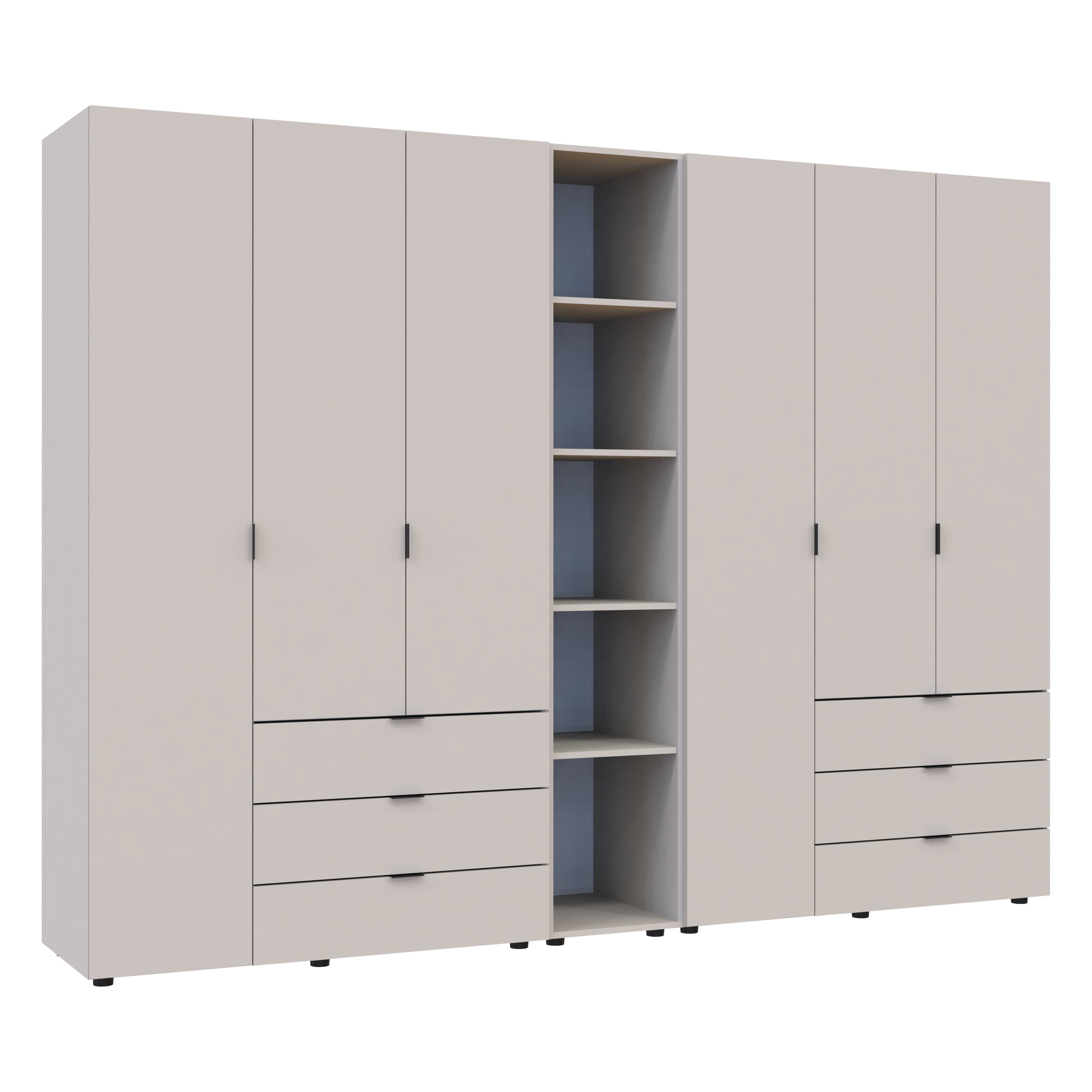 Комплект шкафов для одежды Doros Гелар 270,6х49,5х203,4 см 3 шт. Кашемир (DRS-011252) - фото 2 Комплект шкафов для одежды Doros Гелар 270,6х49,5х203,4 см 3 шт. Кашемир (DRS-011252) - фото 2