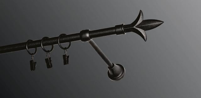 Карниз для штори Plastidea Лілія одинарний металевий з прищіпками D 16 мм 120 см Чорний Карниз для штори Plastidea Лілія одинарний металевий з прищіпками D 16 мм 120 см Чорний