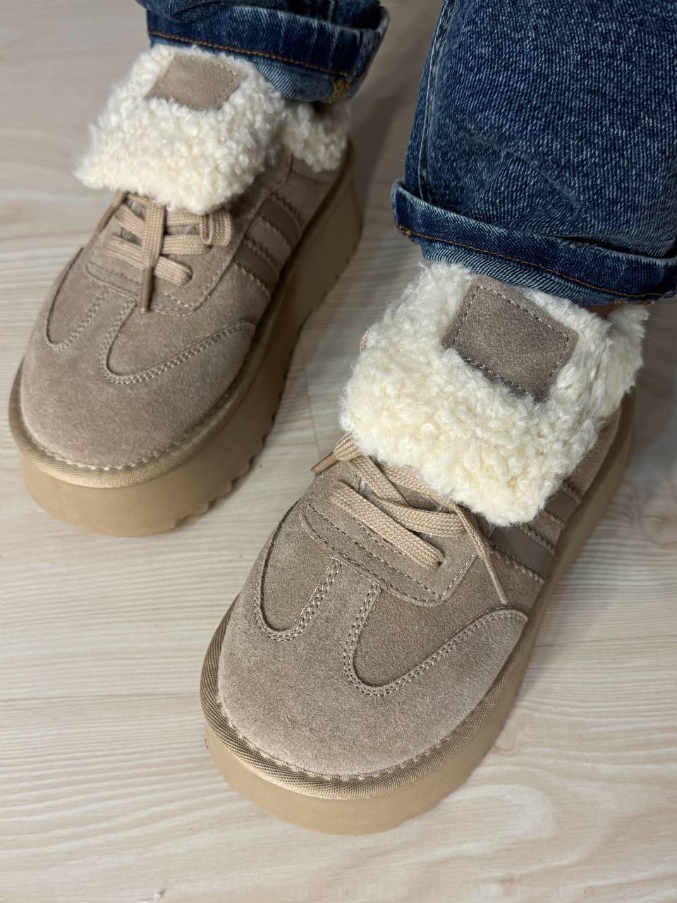 Черевики жіночі Hengji 009-3 уггі замшеві на хутрі р. 41 Бежевий (5856) - фото 2