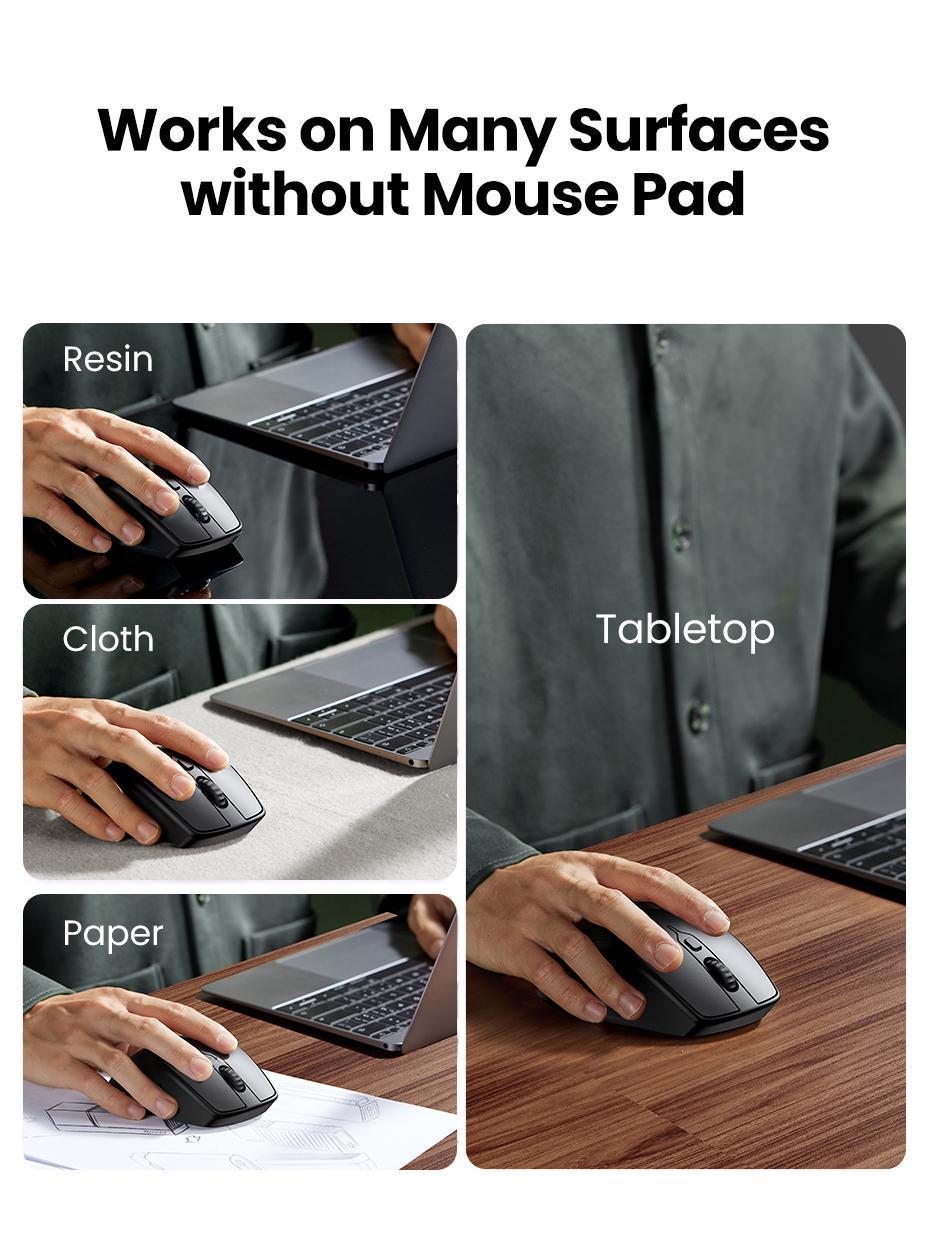 Мышка беспроводная UGREEN Bluetooth 5.0/2.4G с USB-приемником 4000 DPI 5 Черный (90395) - фото 12 Мышка беспроводная UGREEN Bluetooth 5.0/2.4G с USB-приемником 4000 DPI 5 Черный (90395) - фото 12