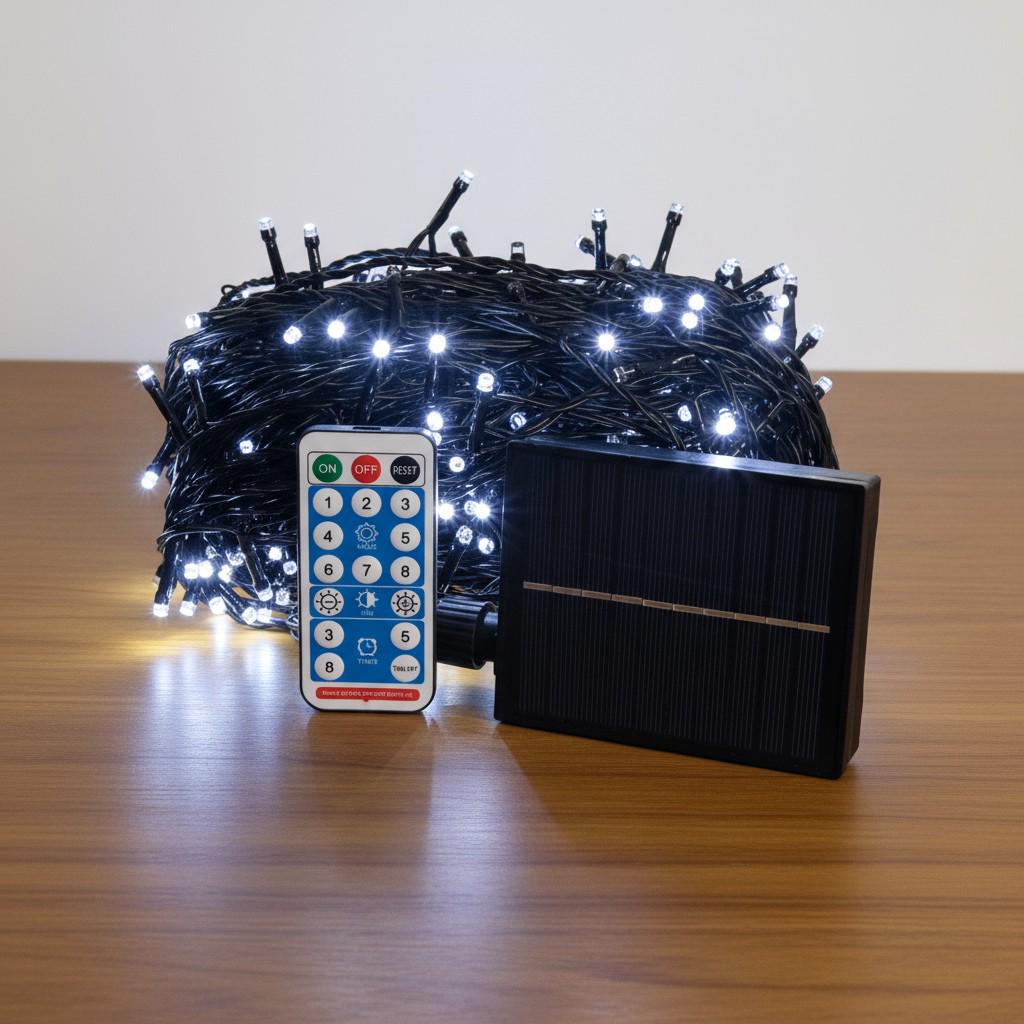 Гірлянда-нитка вулична із сонячною батареєю та пультом 50 м 500LED Чорний/Білий (SB500L50MBW) - фото 1 Гірлянда-нитка вулична із сонячною батареєю та пультом 50 м 500LED Чорний/Білий (SB500L50MBW) - фото 1