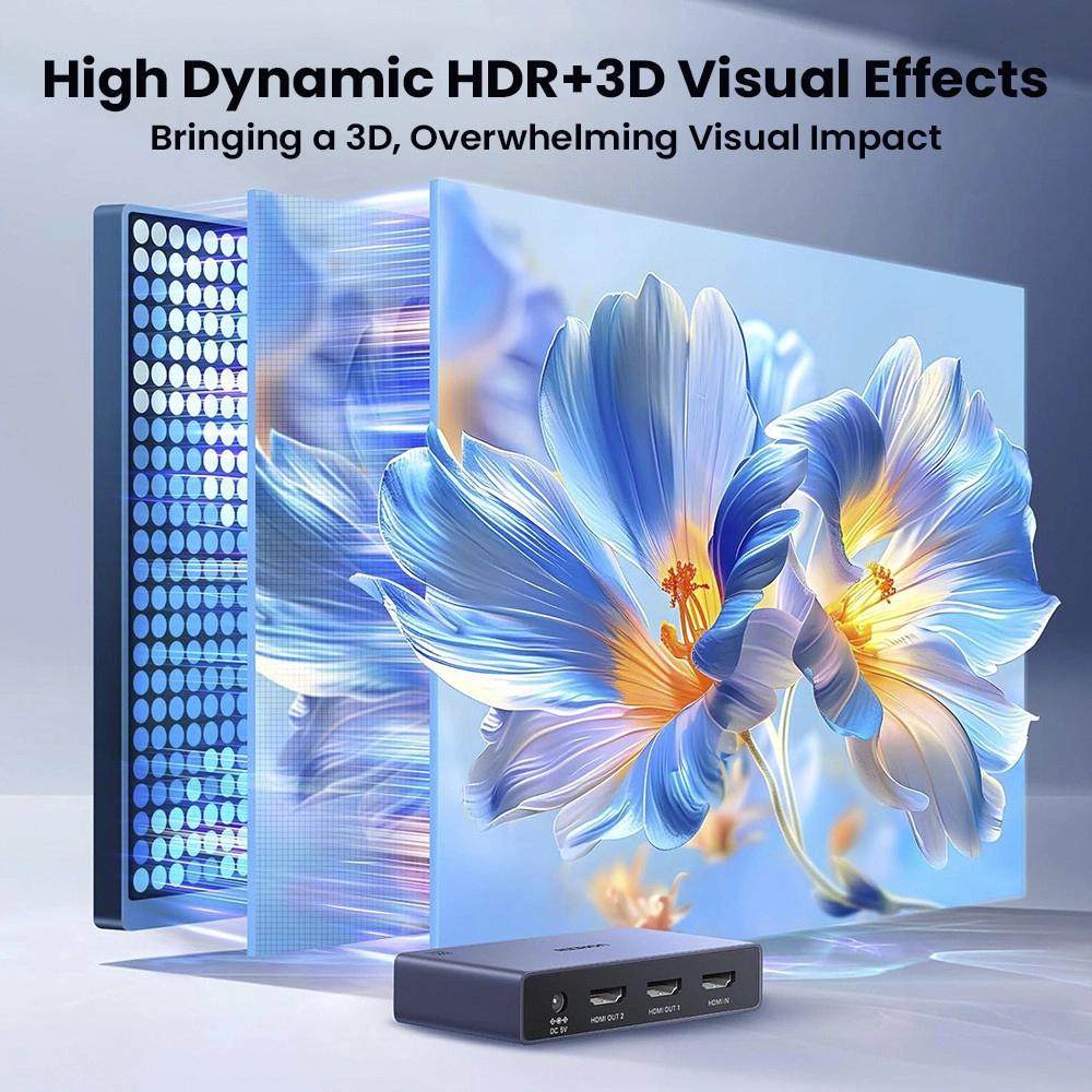 Розгалужувач HDMI Ugreen 4 входи 4K 60Hz з адаптером живлення (45765) - фото 2