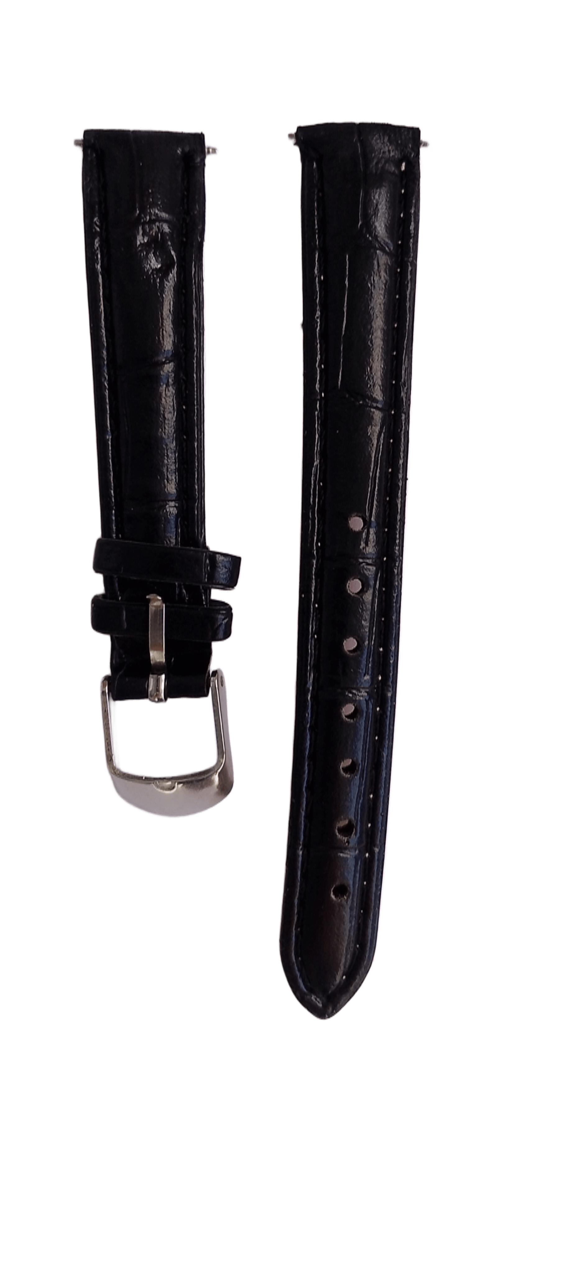 Ремешок для часов кожезаменитель крокодил 14х150 мм Черный (2451А)