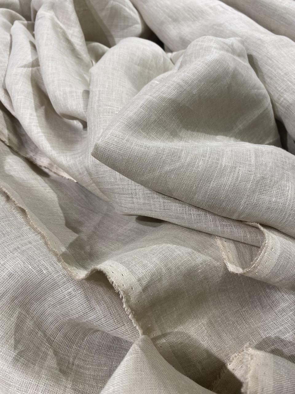 Ткань для гардин и штор LINEN PLUS льняная натуральная 150 см 330 Серо-бежевый - фото 2