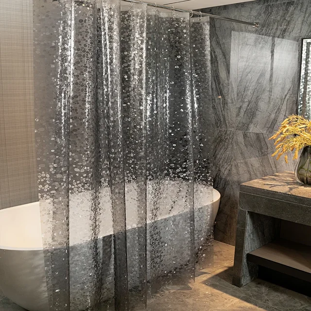 Шторка для душа и ванной комнаты с 3 магнитами-утяжелителями 3D-принт 180x180 см Прозрачно-серый