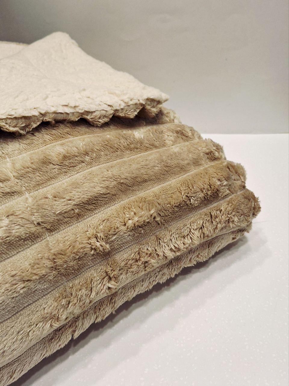 Плед на овчині Шарпей Королівська смужка 200x230 см Бежевий (1685) - фото 5