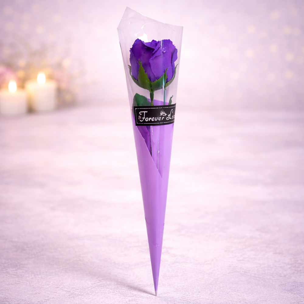 Мильна троянда на ніжці 30 см 1 шт. Фіолетовий