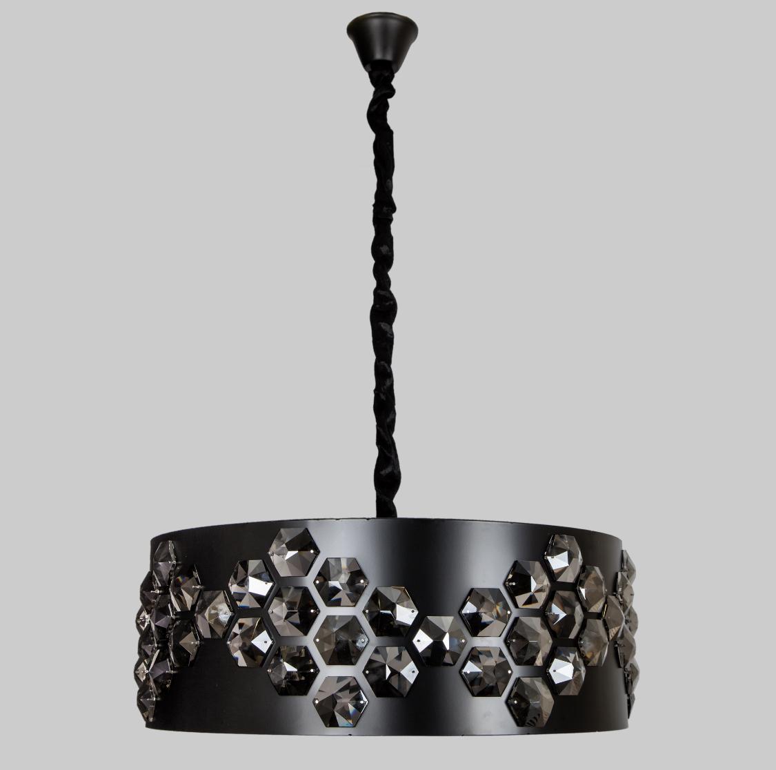 Люстра металлическая круглая со стеклышками 8 ламп 60 см Черный (921-19061-8 BK 600) Люстра металлическая круглая со стеклышками 8 ламп 60 см Черный (921-19061-8 BK 600)