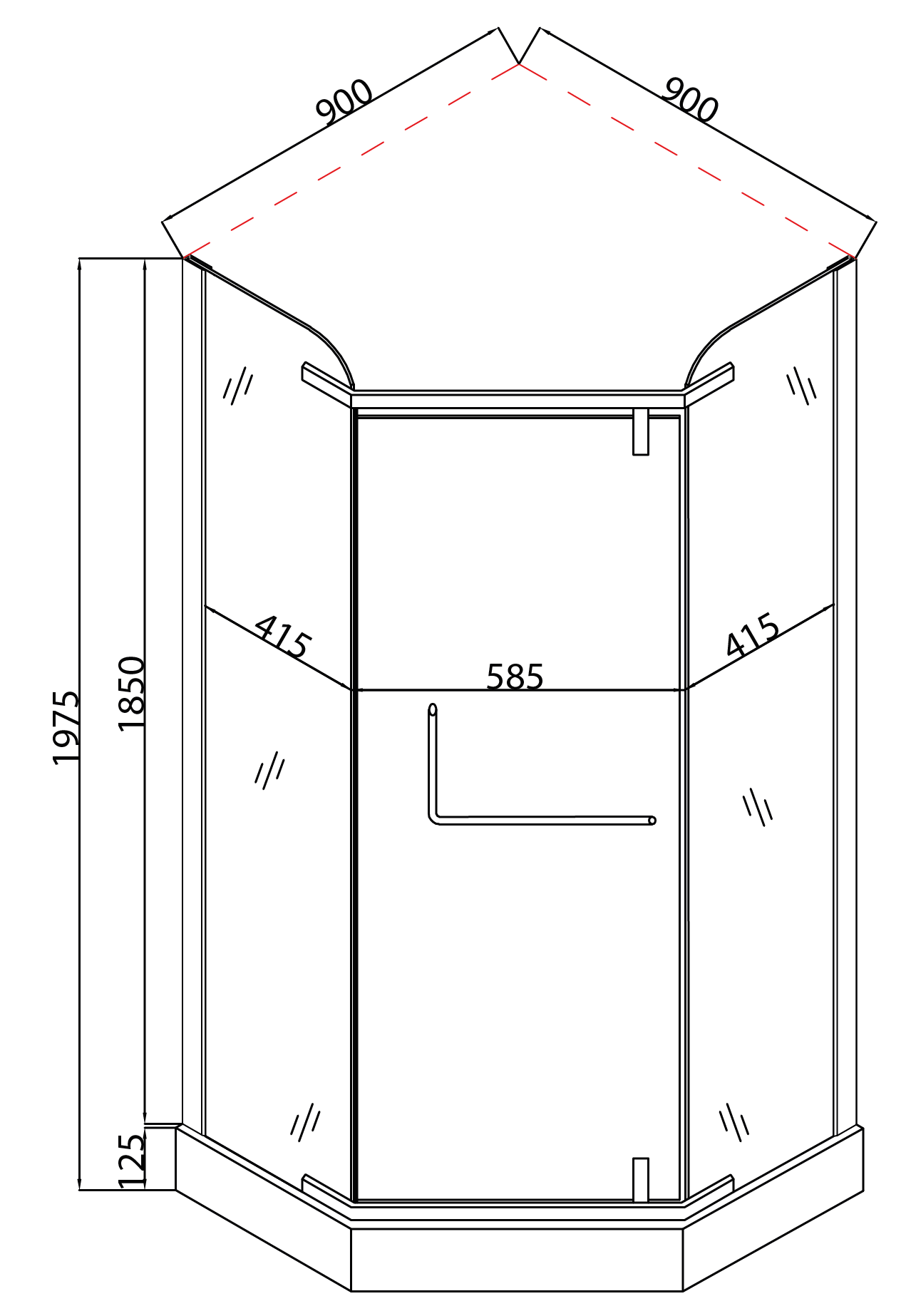 Душова кабіна MIXXUS LINES SCT01-90x90x198-TR п'ятикутна/з підонном/скло 6 мм 90x90 см Хром (OL-MI6913) - фото 11
