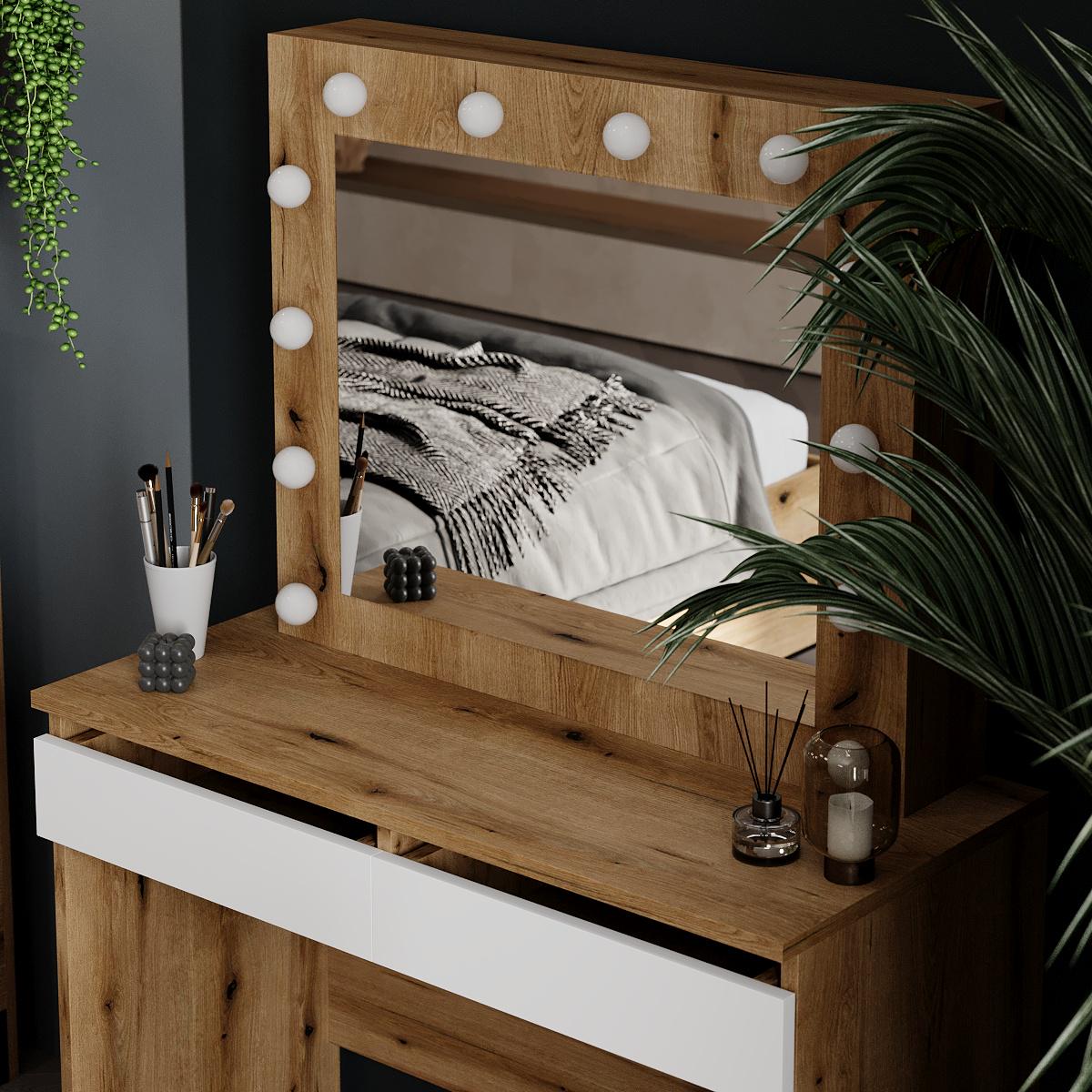 Туалетный столик Malta 940х430х1400 мм Дуб эвок/Белый бриллиант (GATB32100100000) - фото 4 Туалетный столик Malta 940х430х1400 мм Дуб эвок/Белый бриллиант (GATB32100100000) - фото 4