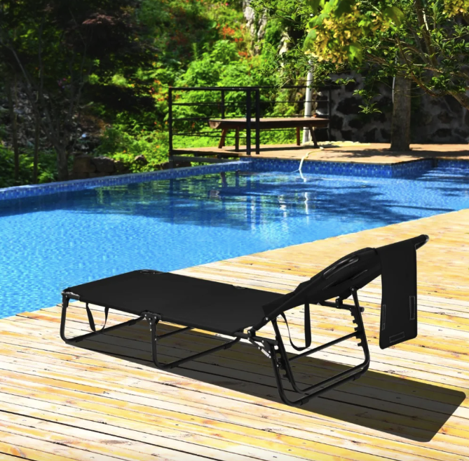 Шезлонг розкладний Costway Hanna з отвором для обличчя Чорний (4892) - фото 4 Шезлонг розкладний Costway Hanna з отвором для обличчя Чорний (4892) - фото 4