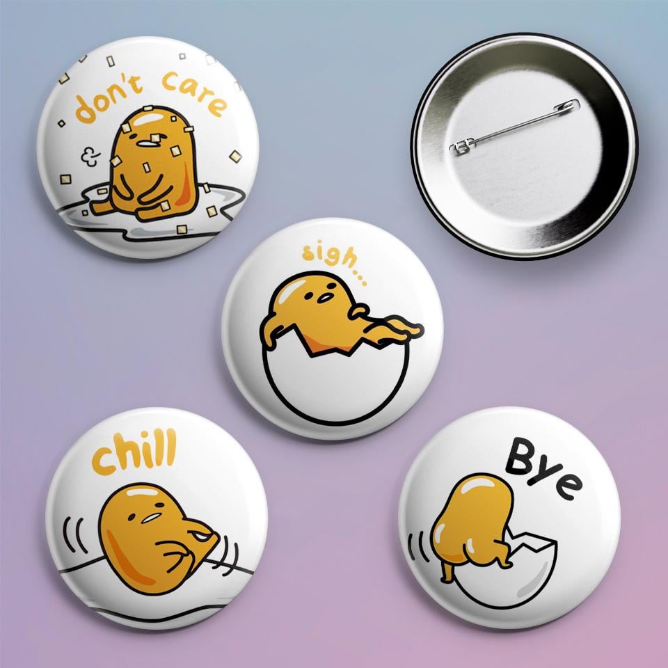 Значки на рюкзак с принтом аниме Gudetama 4 шт.