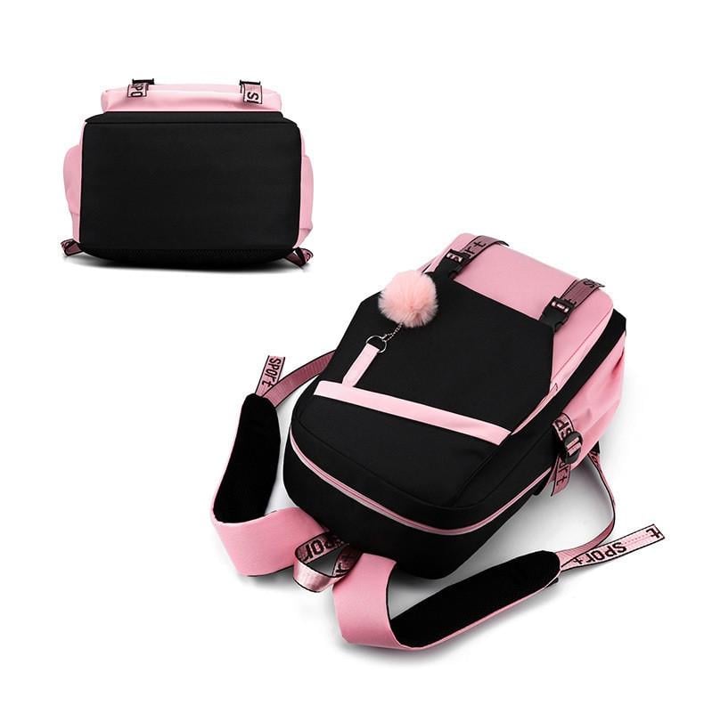 Шкільний підлітковий рюкзак з USB і хутряним помпоном для дівчинки Kitty (1913459260) - фото 9 Шкільний підлітковий рюкзак з USB і хутряним помпоном для дівчинки Kitty (1913459260) - фото 9