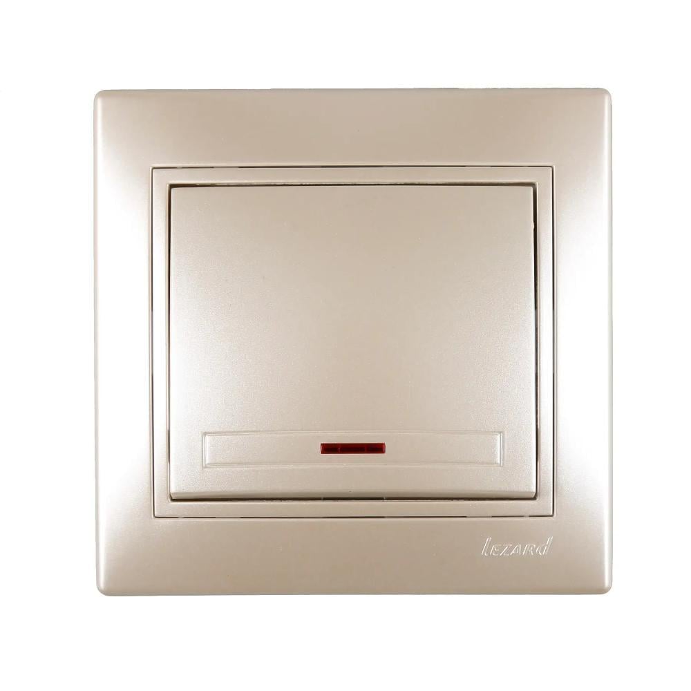 Вимикач одноклавішний з підсвічуванням MIRA із вставками Перлинно-білий перламутр (00000003191)