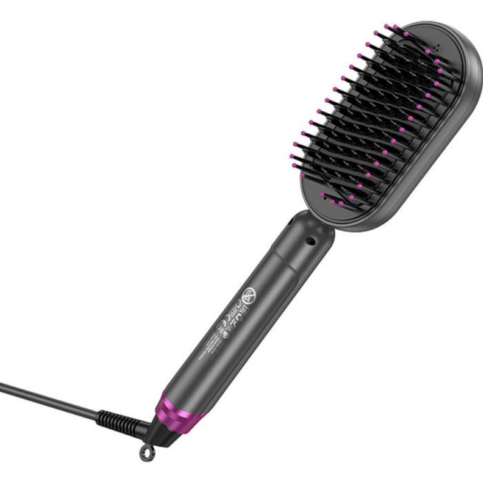 Расческа для выпрямления волос Hoco HP44 с цифровым дисплеем Rose Red (6942007631662)