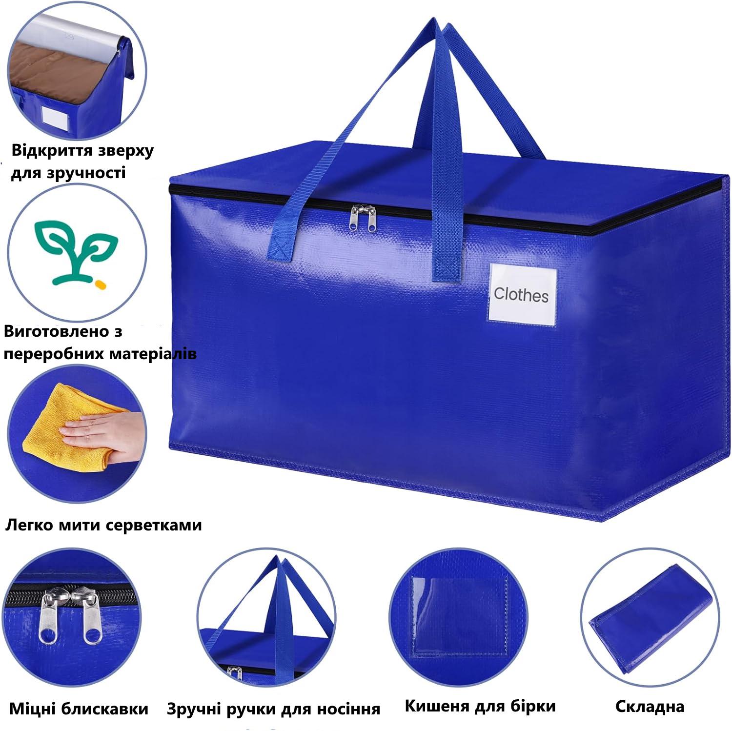 Набор сумок хозяйственных для транспортировки и хранения вещей 93 л 4 шт. Синий - фото 2 Набор сумок хозяйственных для транспортировки и хранения вещей 93 л 4 шт. Синий - фото 2