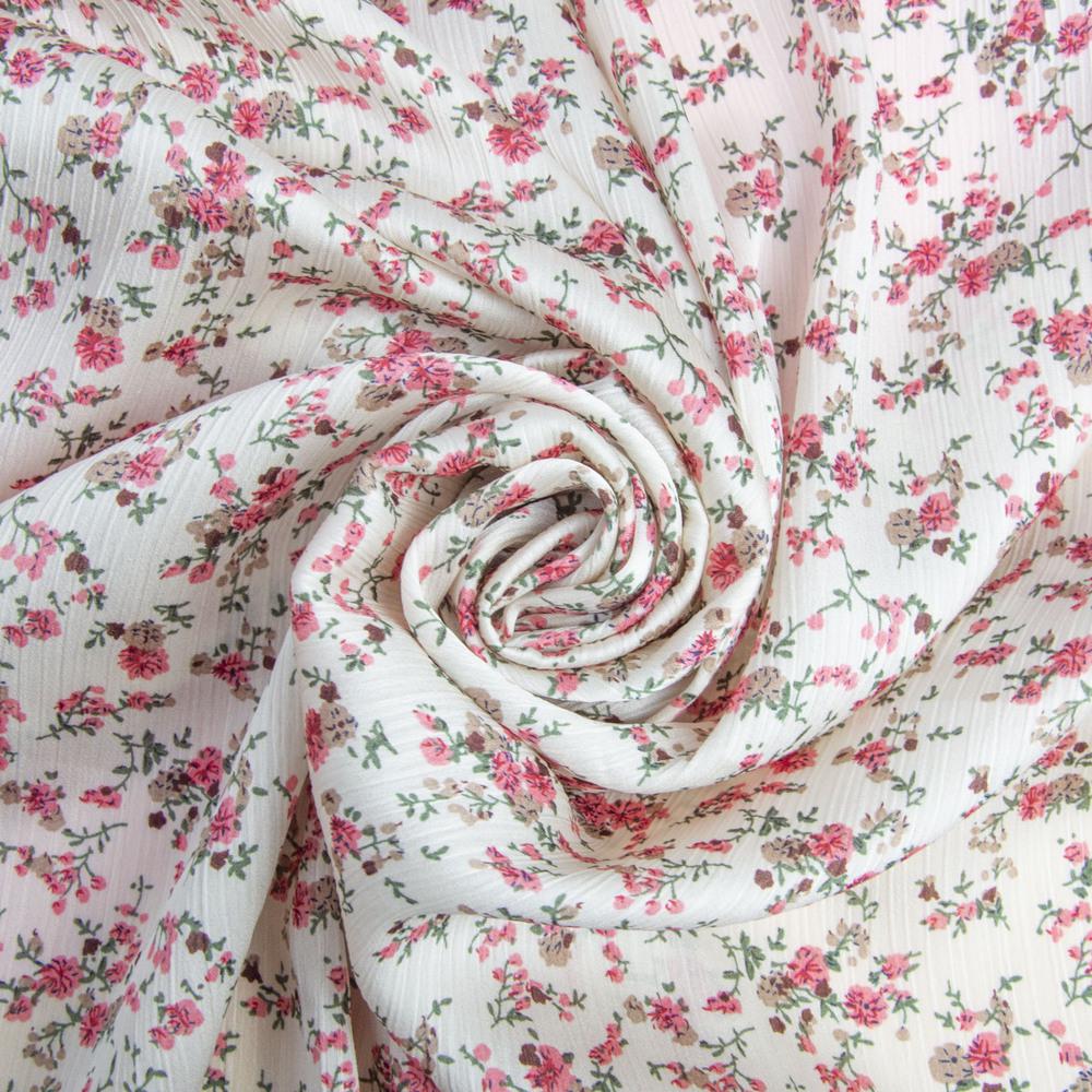 Ткань плательная атлас креш парижанка Крем (22694)