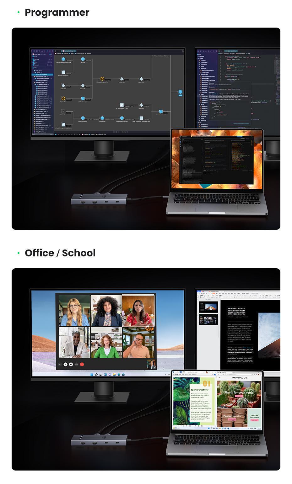 Док-станція USB-C Ugreen 30 100 10 Сірий (45366) - фото 14 Док-станція USB-C Ugreen 30 100 10 Сірий (45366) - фото 14