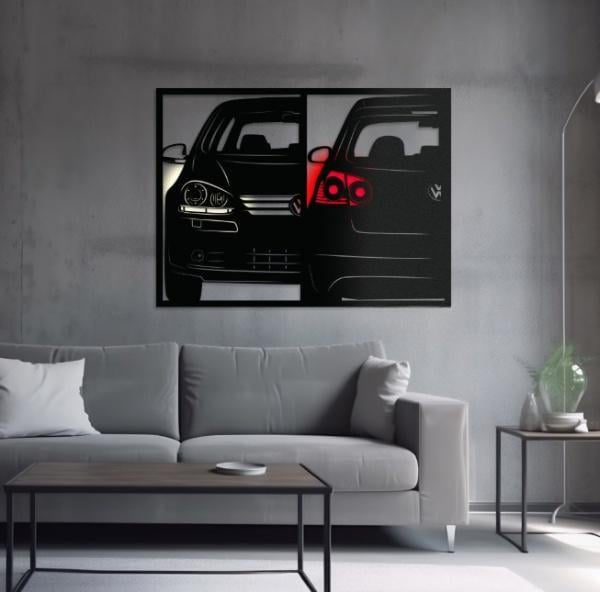 Панно деревянное Decart Volkswagen Golf 5 без подсветки декор для комнаты спальни офиса 120х90 см