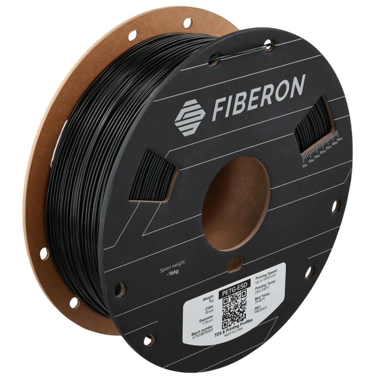 Пластик Polymaker Fiberon PETG-ESD 1,75 мм 1 кг Черный (FB03003)