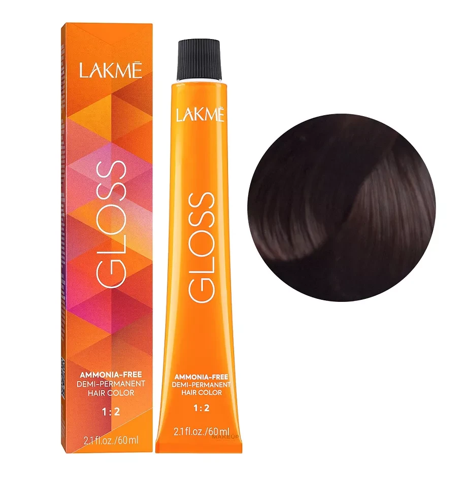 Крем-фарба тонуюча для волосся без аміаку Lakme Gloss Color Rinse 5/44 Світло-каштановий мідний яскравий 60 мл