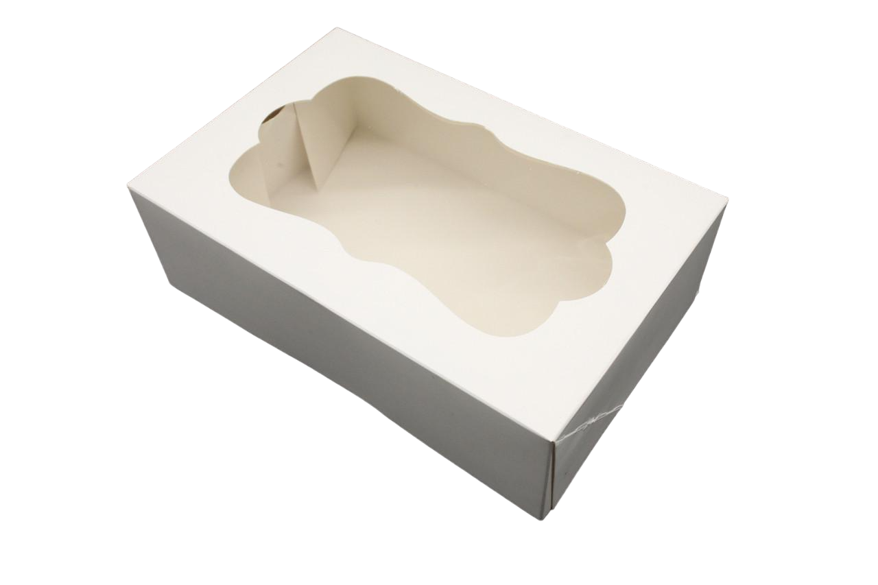 Коробка подарочная с откидной крышкой сборная с фигурным окошком 22,5х14,5х7 см Белый (OA-46) - фото 1