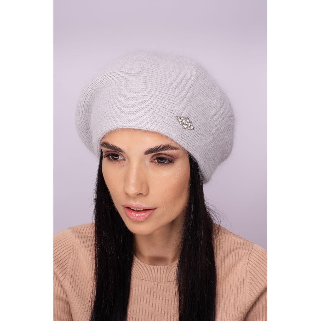 Берет женский ангоровый Leks Диво one size Светло-серый