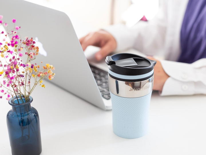 Термокружка с силиконовой TPR-вставкой Kamille KM-2154 из нержавеющей стали 260 мл Стальной/Голубой (150-84-2154.1) - фото 6 Термокружка с силиконовой TPR-вставкой Kamille KM-2154 из нержавеющей стали 260 мл Стальной/Голубой (150-84-2154.1) - фото 6