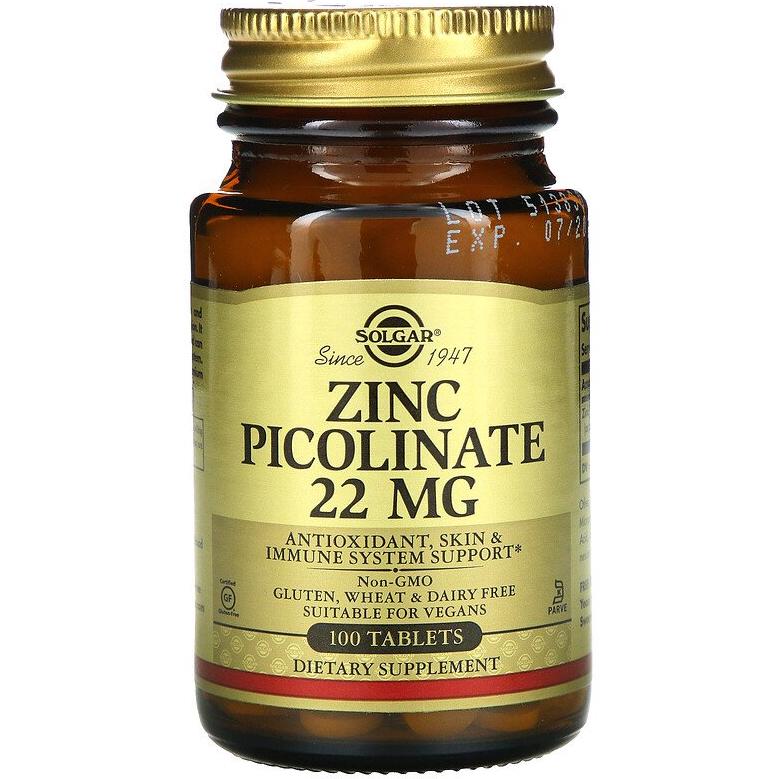 Пиколинат цинка Solgar Zinc Picolinate 22 мг 100 таблеток (953984514)