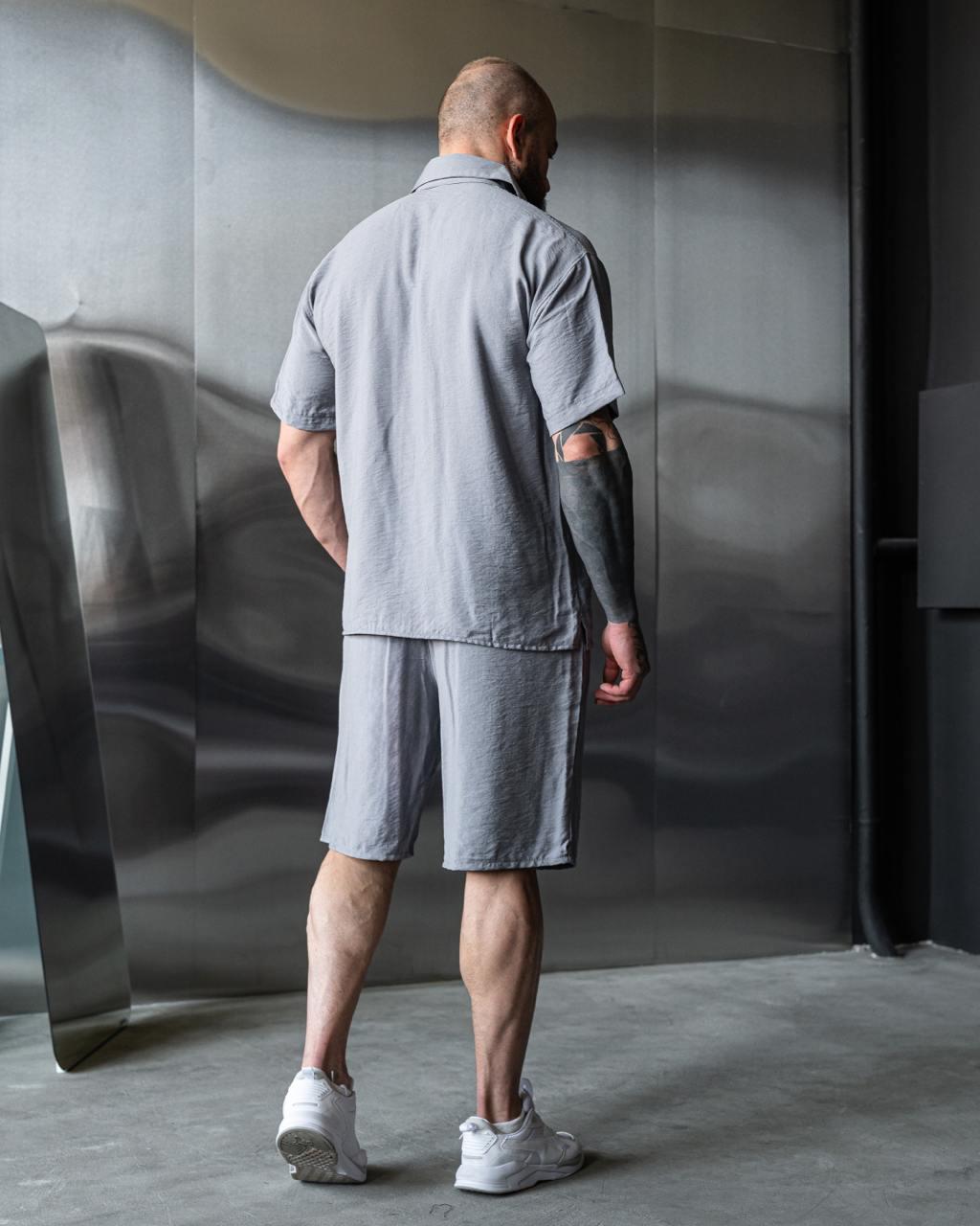 Комплект чоловічий літній лляний жатка M Графітовий (24877/1/2) - фото 2 Комплект чоловічий літній лляний жатка M Графітовий (24877/1/2) - фото 2