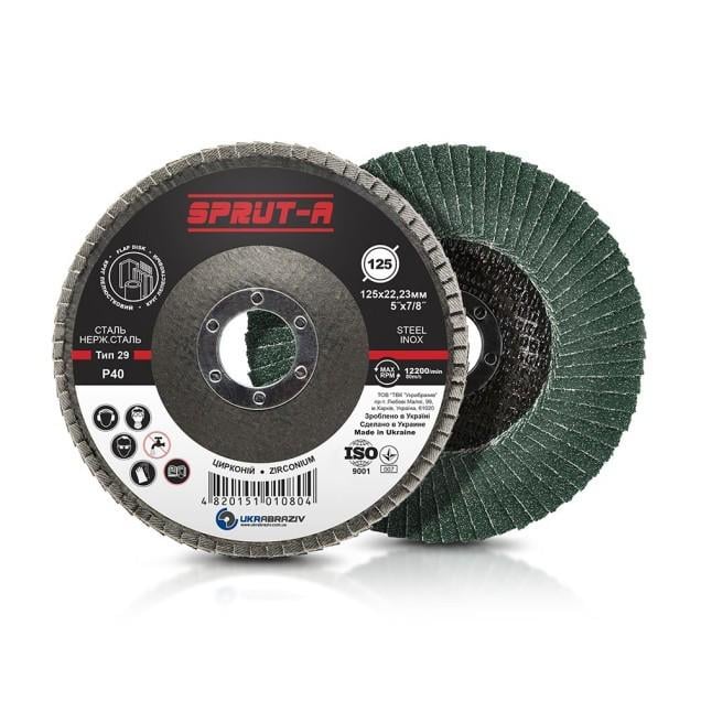 Круг лепестковый торцевой SPRUT-A P40 A/N T29 цирконий 125х22 мм (000013892)