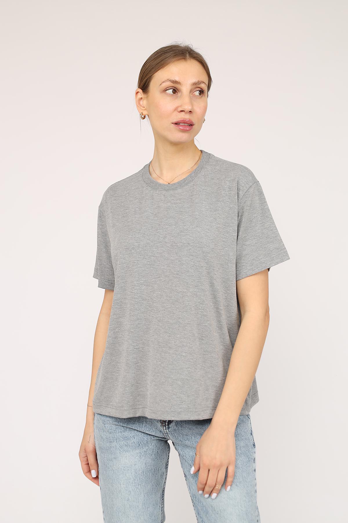 Футболка женская ЦБ-00266489 с коротким рукавом р. 44 Серый (SKT001036174)