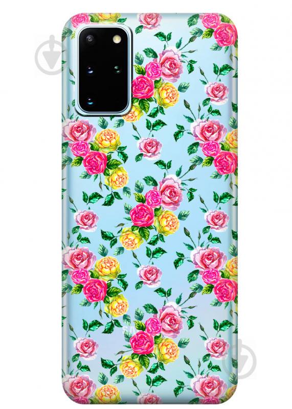 Прозрачный силиконовый чехол iSwag для Samsung Galaxy S20 Plus Розы (M1066)