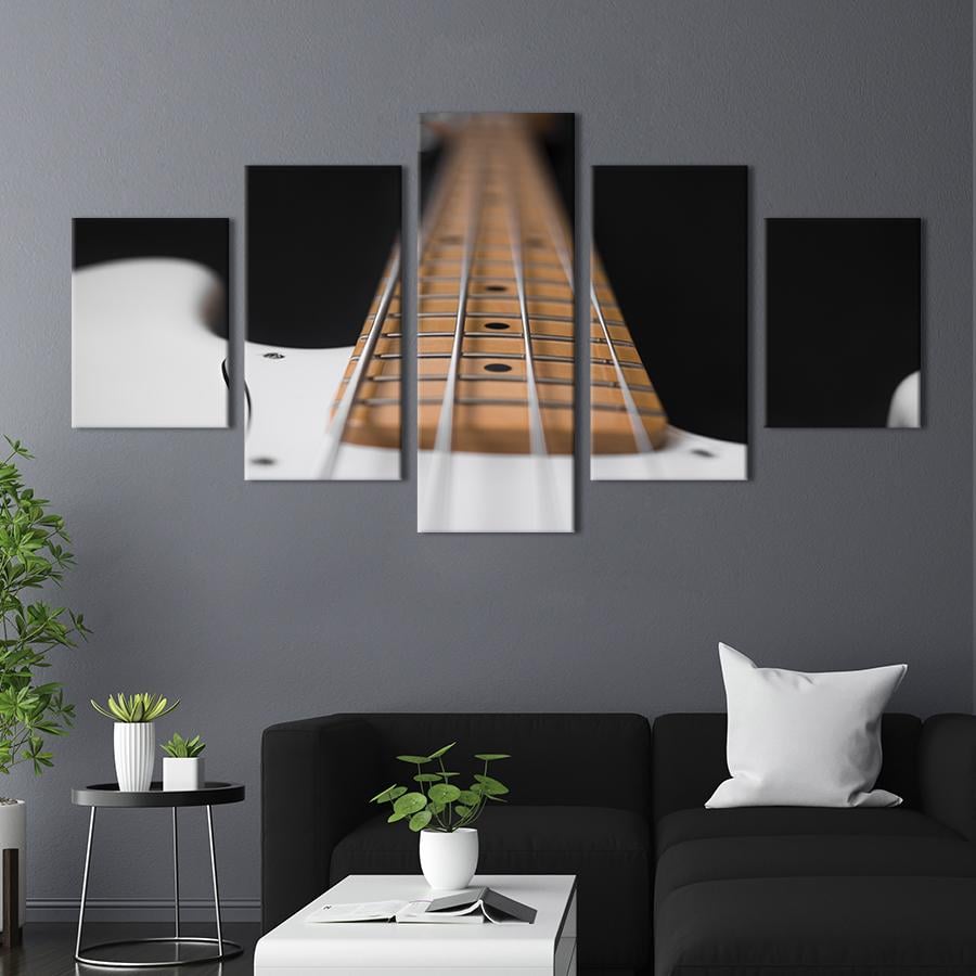 Модульная картина из 5 частей Белая электрогитара 162x80 см (527-52)