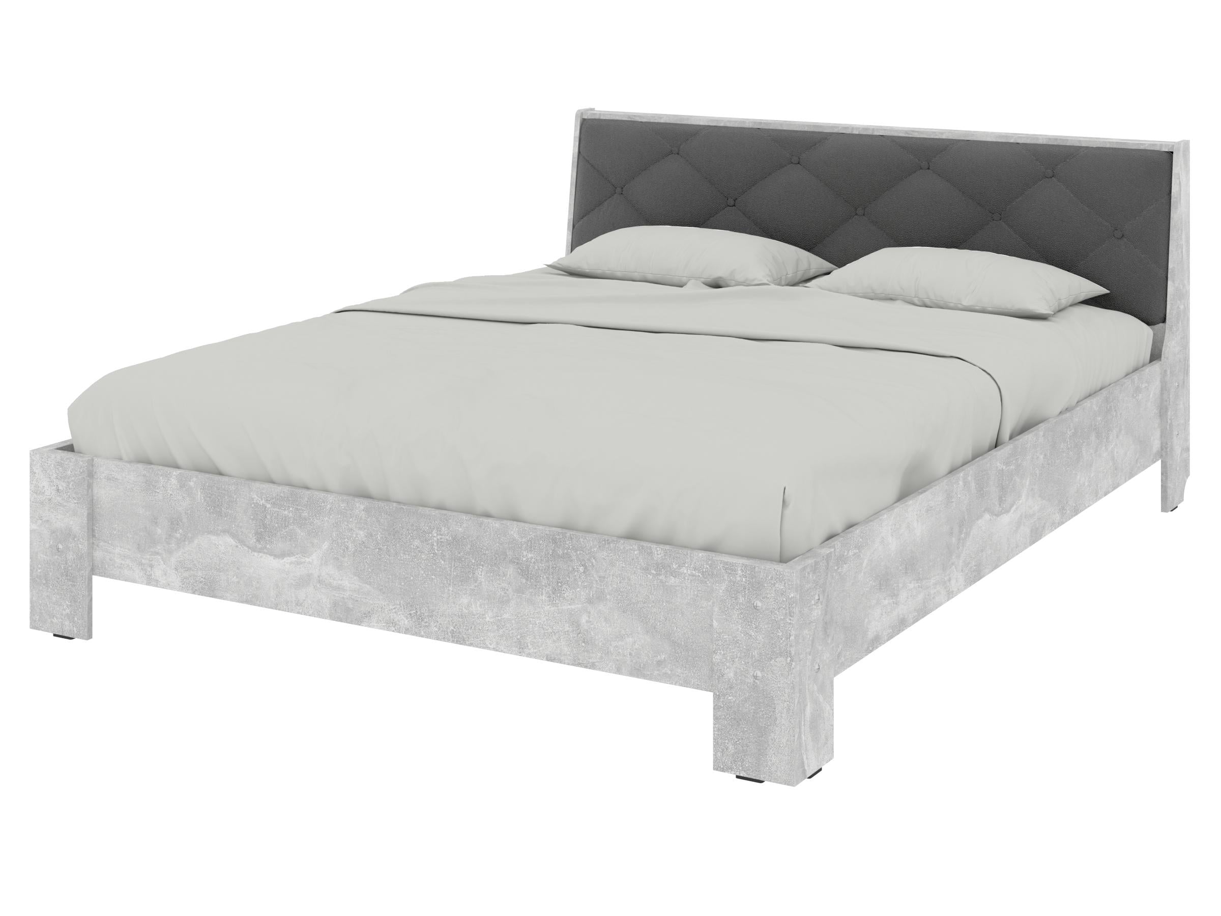 Кровать двуспальная PEHOTIN Кровать-160 Моника 160x200 см Бетон/Серый VIP (PN-101000)