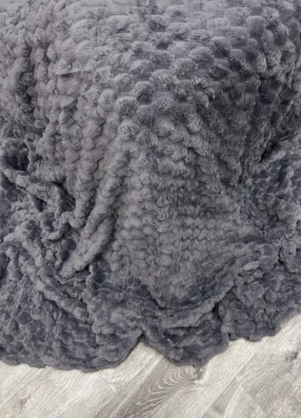 Покрывало на кровать Соты плюш 200х230 см Серый (87-119) - фото 6