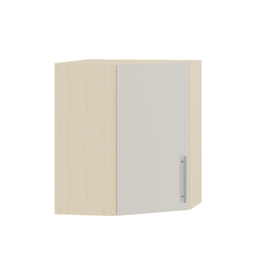 Шкаф верхний Эверест Акрил модуль угловой Верх В17-600 60х60х72 см Бьянко глянец/Дуб Молочный (04582)