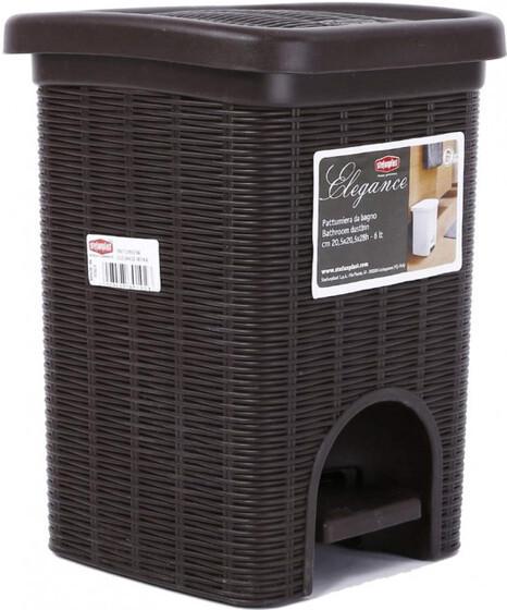 Ведро Stefanplast Elegance 30102 пластиковое с педалью 6 л Темно-коричневый (38087)