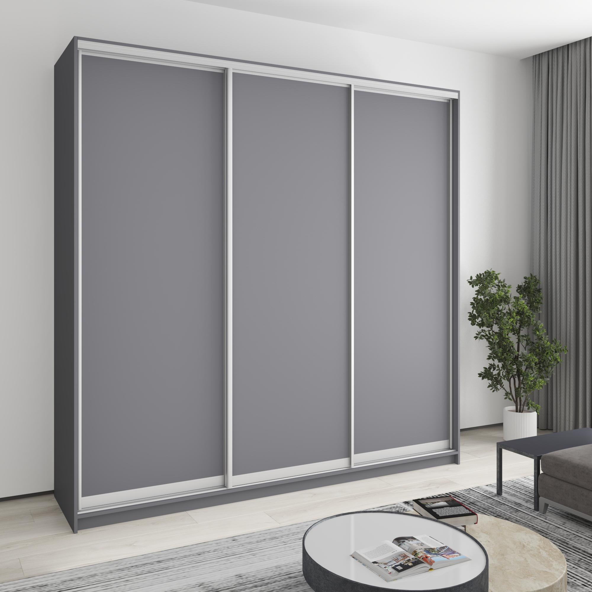 Шкаф-купе трехдверный MebelStar Уни AL 3 ДСП 240x60x240 см Антрацит (MBS-1894)
