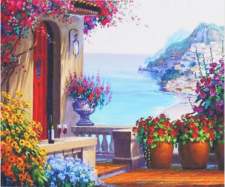 Алмазна мозаїка TK Group Будиночок біля моря 26 кольорів 40х30 см (GB 73460)